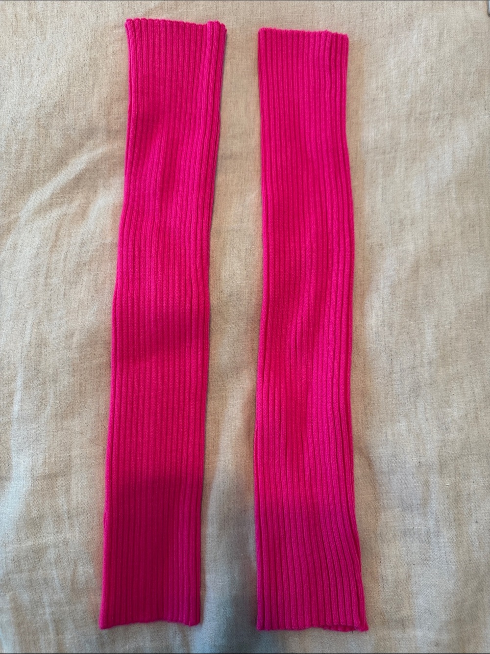 Bright Pink Ribbed Arm Warmers